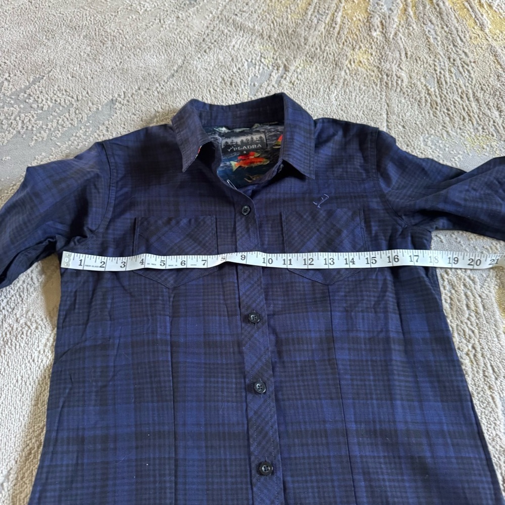 Pladra Every Day Flannel Shirt Anadromous Blue fishing button front plaid small - Picture 5 of 12